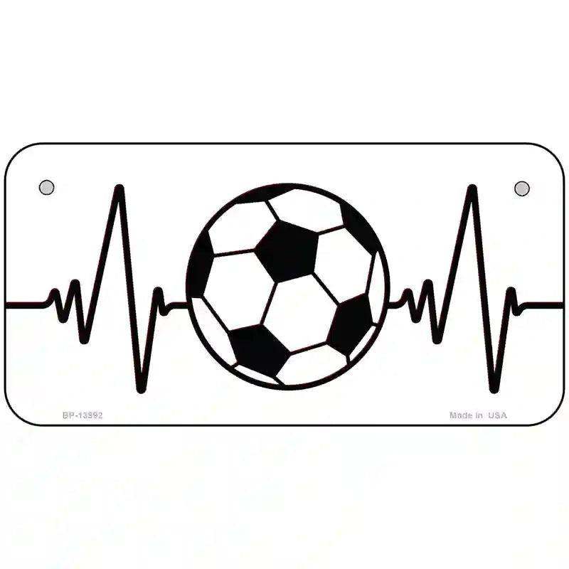 Soccer Heart Beat Novelty Metal License Plate Tag 6" x 3" (BP)