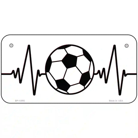 Soccer Heart Beat Novelty Metal License Plate Tag 6" x 3" (BP)