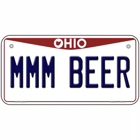 MMM Beer Ohio Novelty Metal License Plate Tag 6" x 3" (BP)