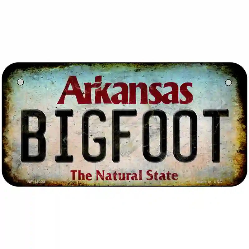 Bigfoot Arkansas Novelty Metal License Plate Tag 6" x 3" (BP)