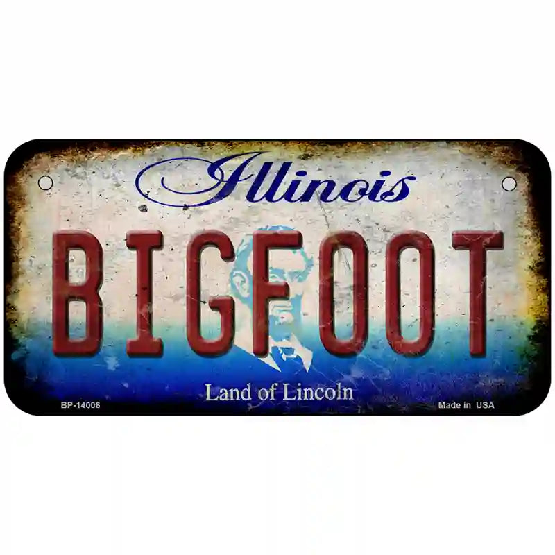 Bigfoot Illinois Novelty Metal License Plate Tag 6" x 3" (BP)