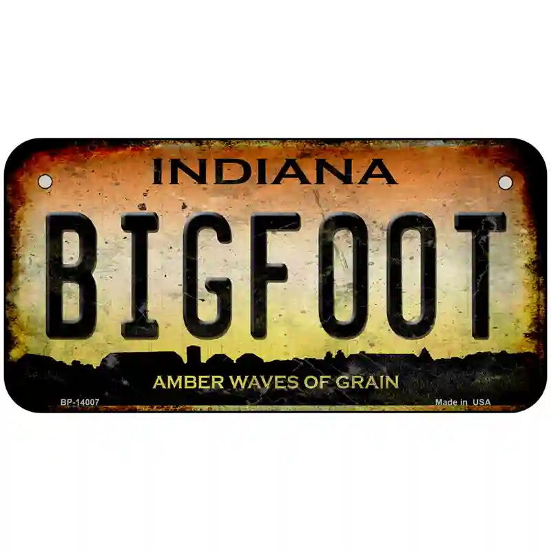 Bigfoot Indiana Novelty Metal License Plate Tag 6" x 3" (BP)