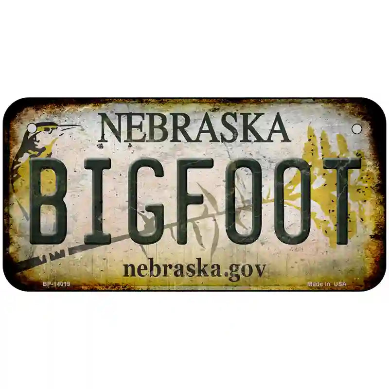 Bigfoot Nebraska Novelty Metal License Plate Tag 6" x 3" (BP)