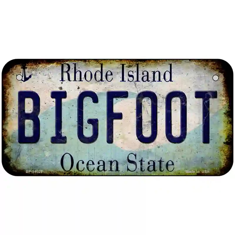 Bigfoot Rhode Island Novelty Metal License Plate Tag 6" x 3" (BP)