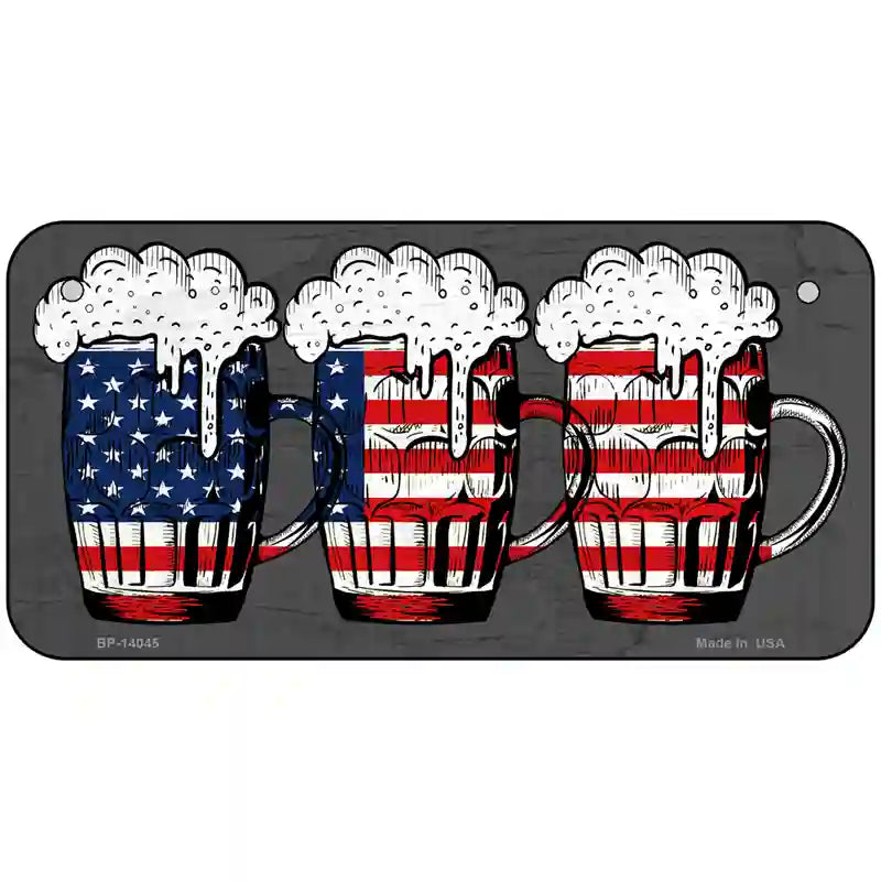 Three Beers America Novelty Metal License Plate 6" x 3" (BP)