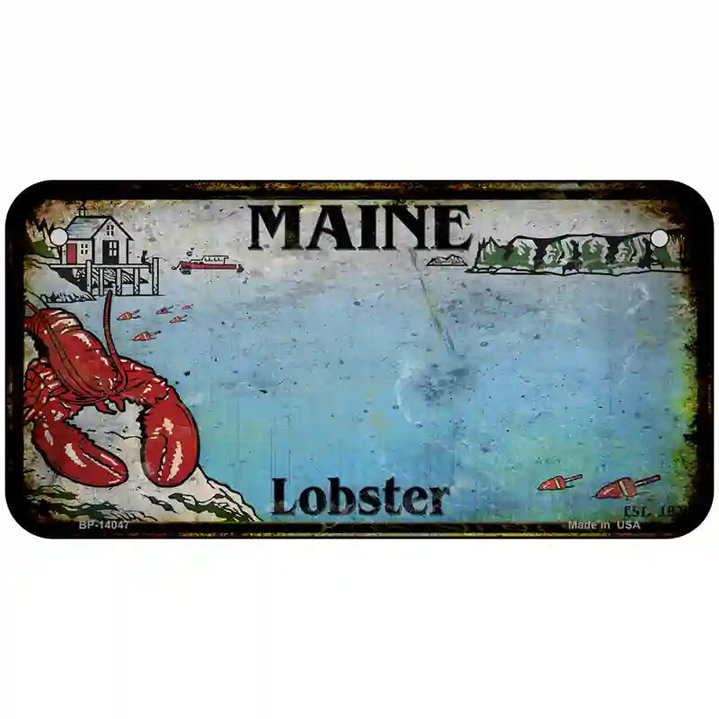 Maine Lobster Blank Rusty Novelty Metal License Plate 6" x 3" (BP)