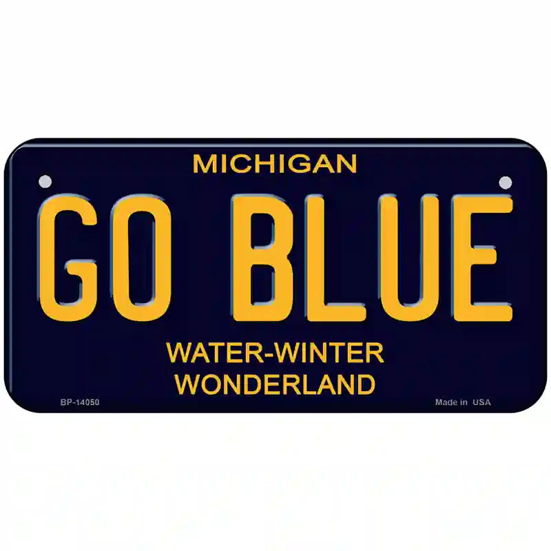 Go Blue Michigan Blue Novelty Metal License Plate 6" x 3" (BP)