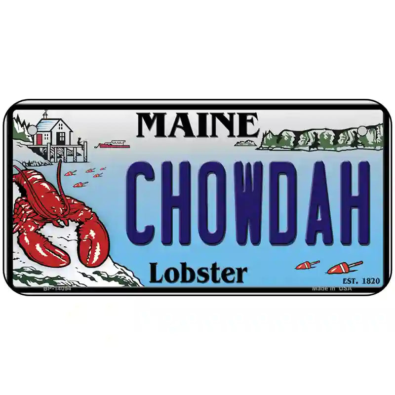 Chowdah Maine Lobster Novelty Metal License Plate 6" x 3" (BP)