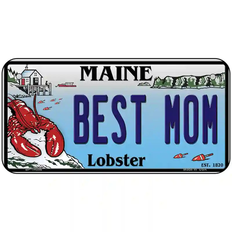 Best Mom Maine Lobster Novelty Metal License Plate 6" x 3" (BP)