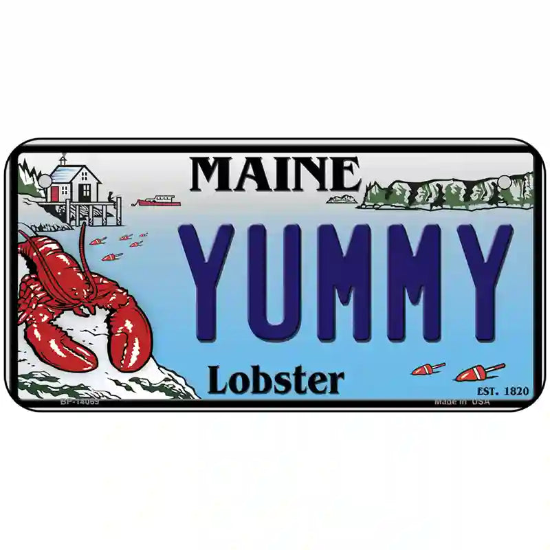 Yummy Maine Lobster Novelty Metal License Plate 6" x 3" (BP)