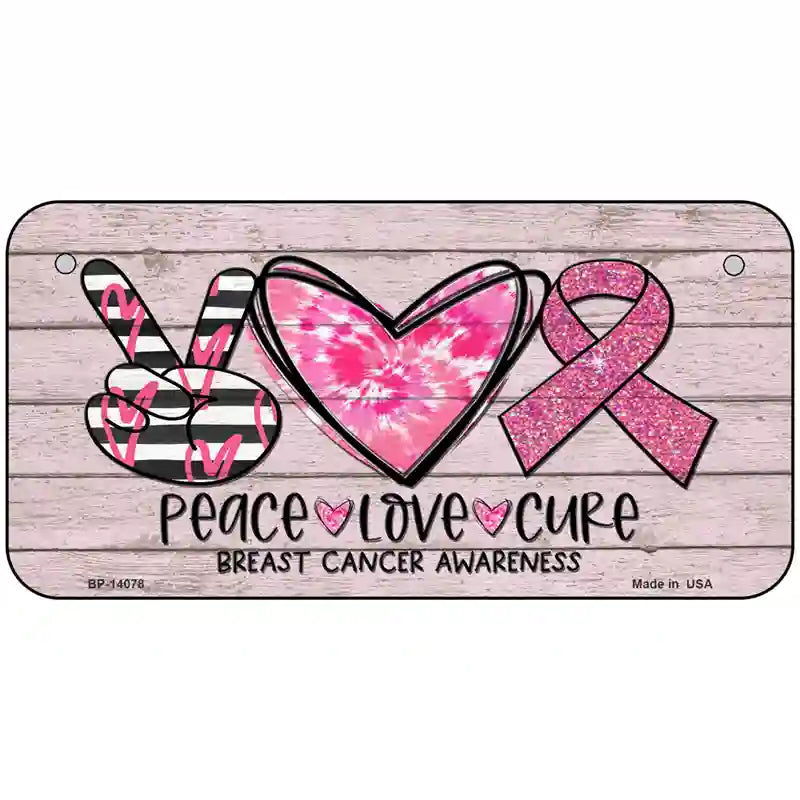 Peace Love Cure Novelty Metal License Plate 6" x 3" (BP)