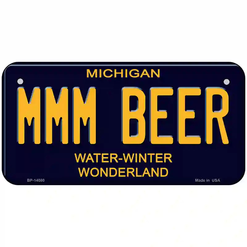 Mmm Beer Michigan Blue Novelty License Plate 6" x 3" (BP)