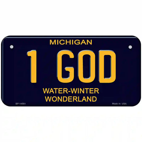 1 God Michigan Blue Novelty License Plate 6" x 3" (BP)