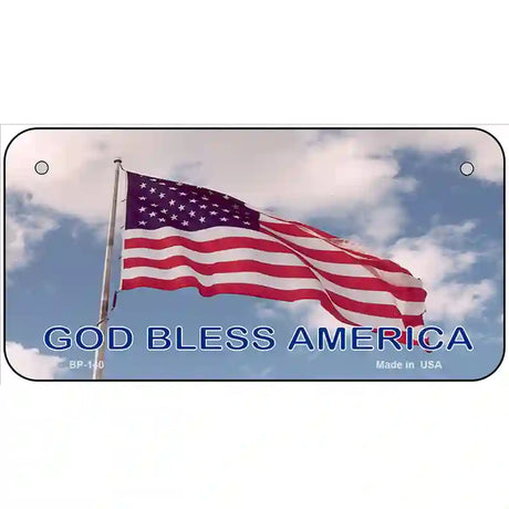 God Bless America Flag in Clouds Metal Novelty License Plate 6" x 3" (BP)