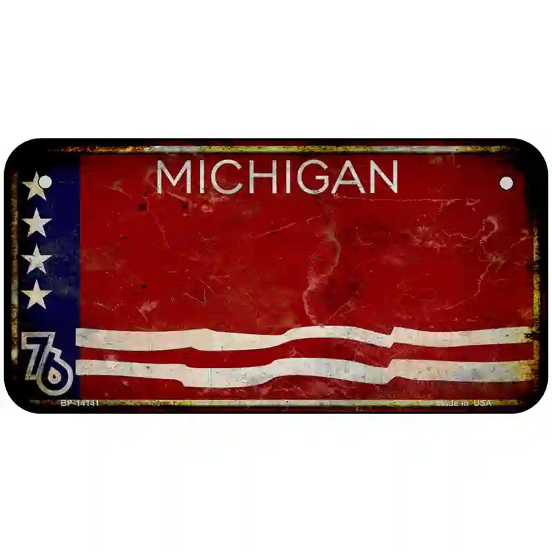 Rusty Michigan Bicentennial 76 Novelty License Plate 6" x 3" (BP)