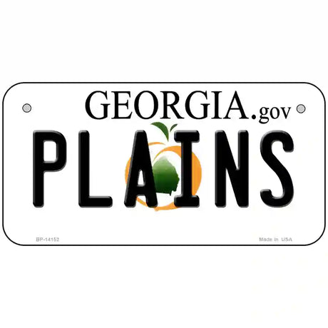 Plains Georgia Novelty Metal License Plate 6" x 3" (BP)