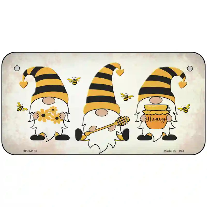 Gnomes Honeybees Novelty Metal License Plate 6" x 3" (BP)