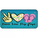 Peace Love Flip Flops Novelty Metal License Plate 6" x 3" (BP)