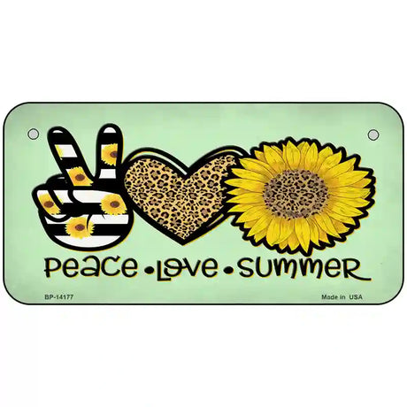 Peace Love Summer Sunflower Novelty Metal License Plate 6" x 3" (BP)