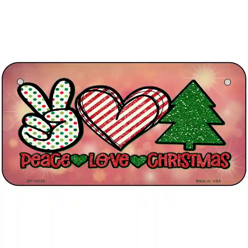 Peace Love Christmas Novelty Metal License Plate 6" x 3" (BP)