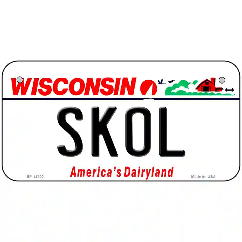 Skol Wisconsin Novelty Metal License Plate 6" x 3" (BP)