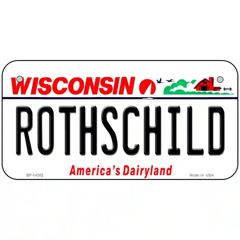 Rothschild Wisconsin Novelty Metal License Plate 6" x 3" (BP)