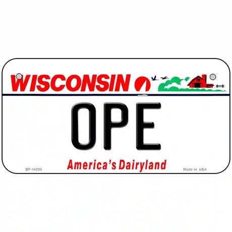 Ope Wisconsin Novelty Metal License Plate 6" x 3" (BP)