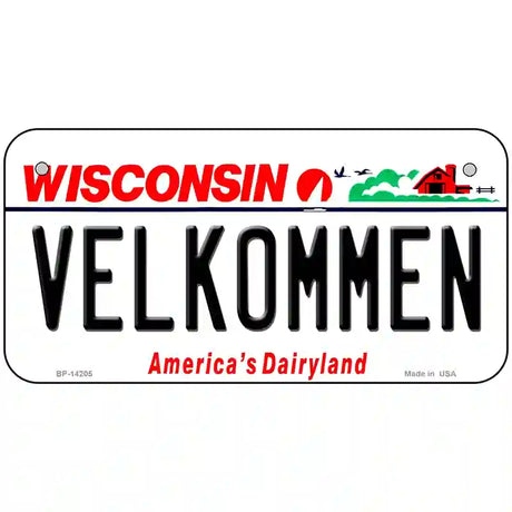 Velkommen Wisconsin Novelty Metal License Plate 6" x 3" (BP)