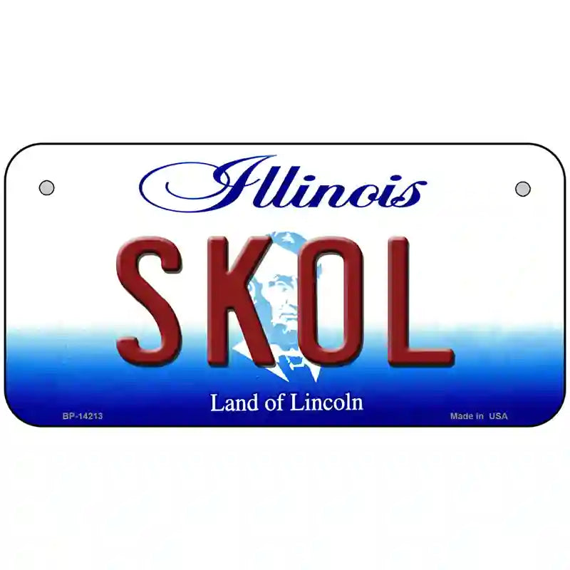 Skol Illinois Novelty Metal License Plate 6" x 3" (BP)