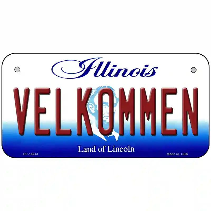 Velkommen Illinois Novelty Metal License Plate 6" x 3" (BP)