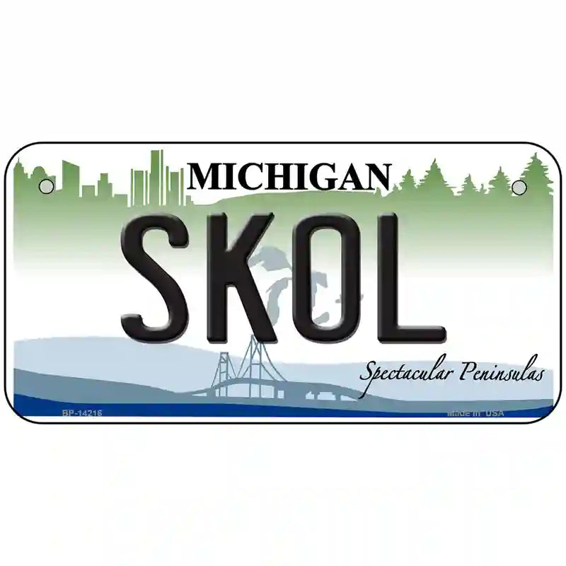 Skol Michigan Novelty Metal License Plate 6" x 3" (BP)