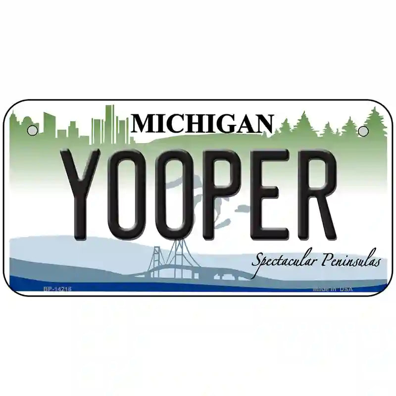 Yooper Michigan Novelty Metal License Plate 6" x 3" (BP)