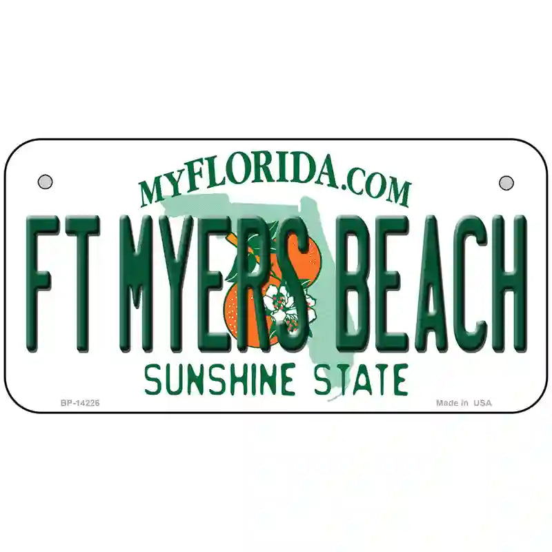 Florida FT Myers Beach Novelty Metal License Plate 6" x 3" (BP)