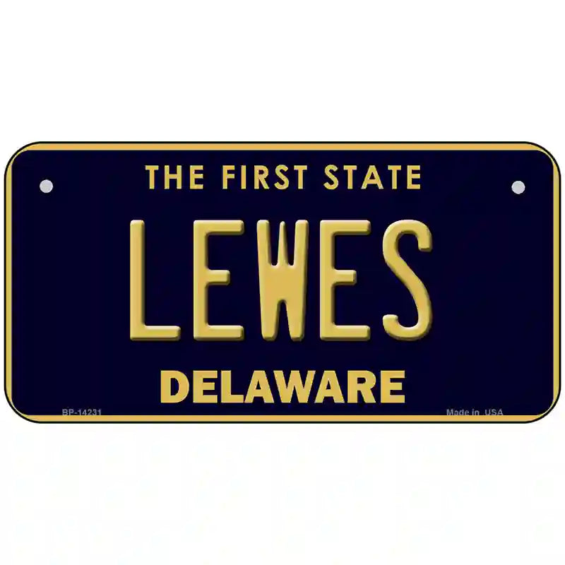 Lewes Delaware Novelty Metal License Plate 6" x 3" (BP)