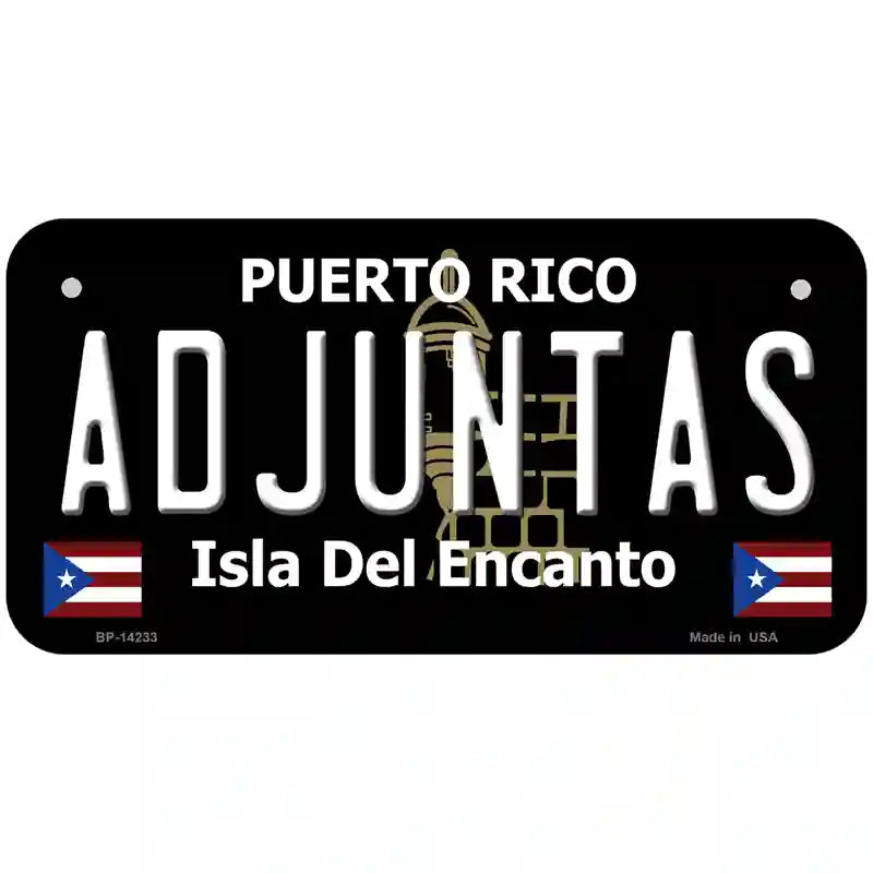 Adjuntas Puerto Rico Black Novelty Metal License Plate 6" x 3" (BP)