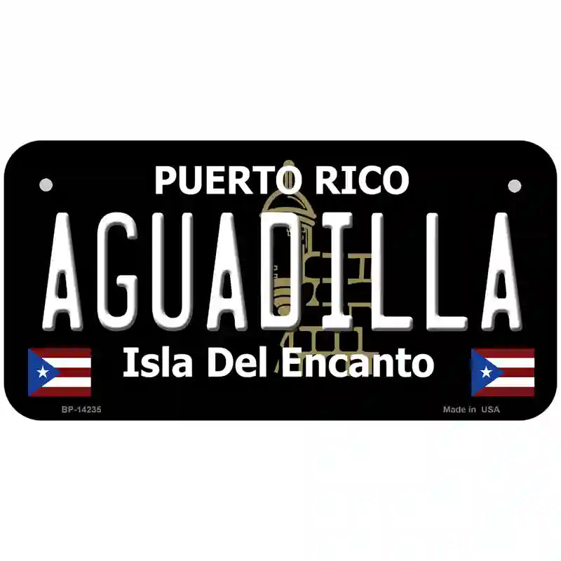 Aguadilla Puerto Rico Black Novelty Metal License Plate 6" x 3" (BP)