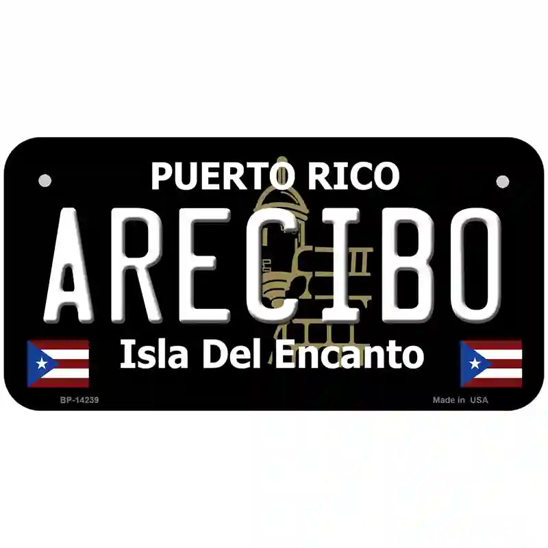 Arecibo Puerto Rico Black Novelty Metal License Plate 6" x 3" (BP)