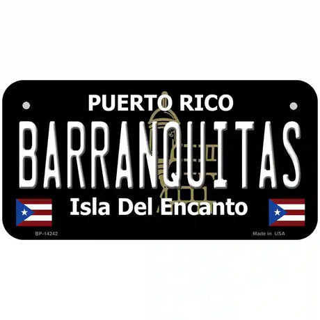 Barranquitas Puerto Rico Black Novelty Metal License Plate 6" x 3" (BP)