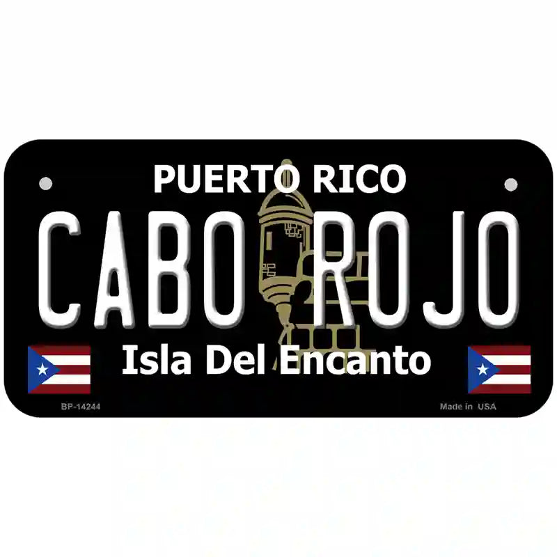 Cabo Rojo Puerto Rico Black Novelty Metal License Plate 6" x 3" (BP)