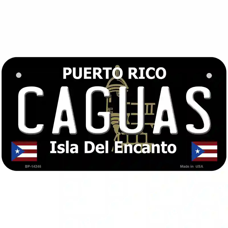 Caguas Puerto Rico Black Novelty Metal License Plate 6" x 3" (BP)