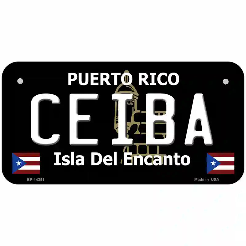 Ceiba Puerto Rico Black Novelty Metal License Plate 6" x 3" (BP)