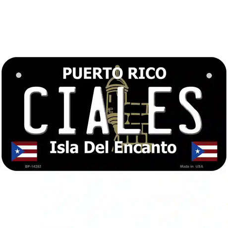 Ciales Puerto Rico Black Novelty Metal License Plate 6" x 3" (BP)