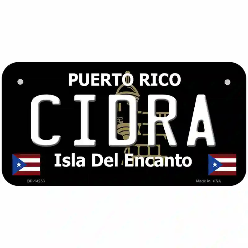 Cidra Puerto Rico Black Novelty Metal License Plate 6" x 3" (BP)