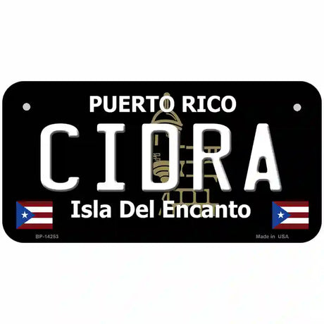 Cidra Puerto Rico Black Novelty Metal License Plate 6" x 3" (BP)