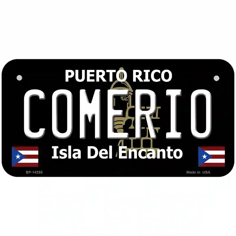 Comerio Puerto Rico Black Novelty Metal License Plate 6" x 3" (BP)