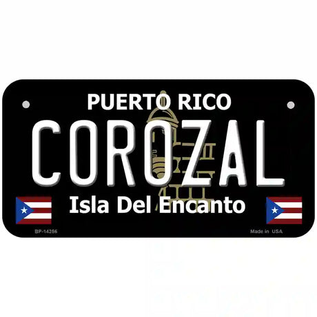 Corozal Puerto Rico Black Novelty Metal License Plate 6" x 3" (BP)