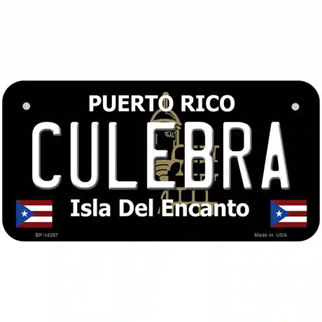 Culebra Puerto Rico Black Novelty Metal License Plate 6" x 3" (BP)