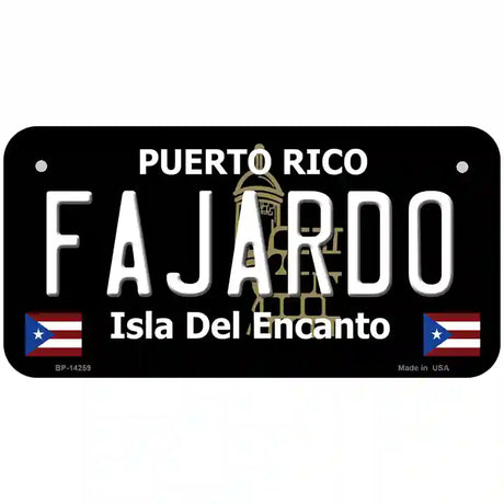 Fajardo Puerto Rico Black Novelty Metal License Plate 6" x 3" (BP)