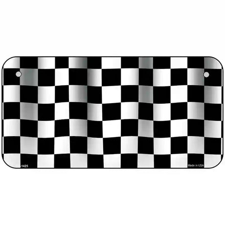 Waving Checkered Flag Metal Novelty License Plate 6" x 3" (BP)