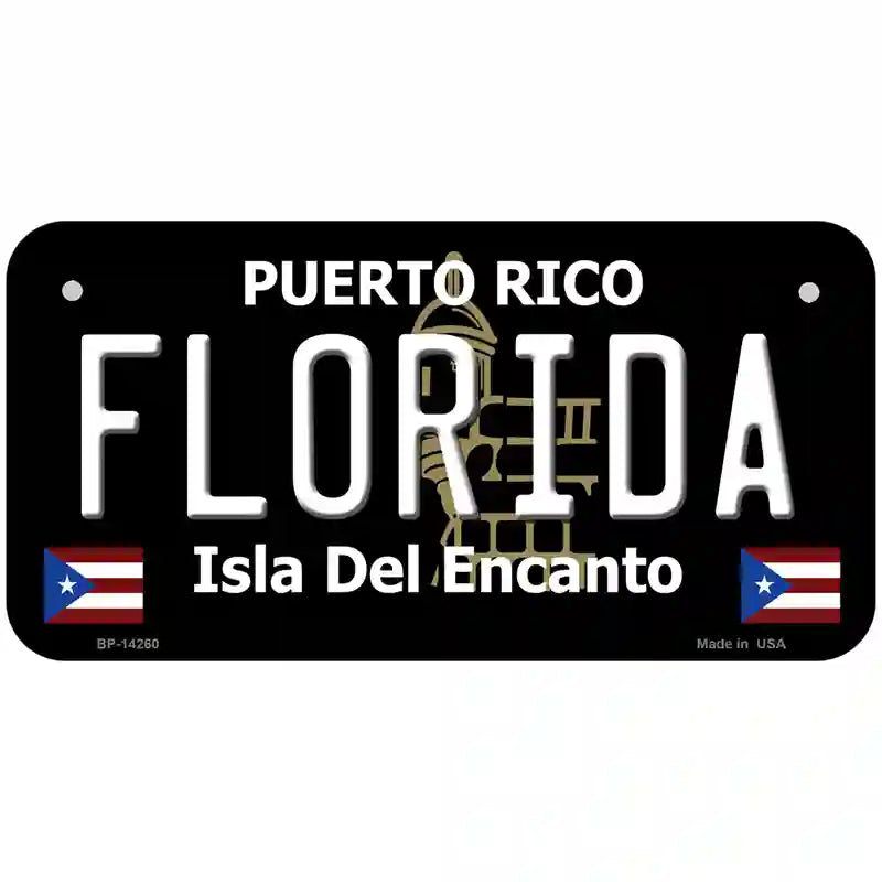 Florida Puerto Rico Black Novelty Metal License Plate 6" x 3" (BP)